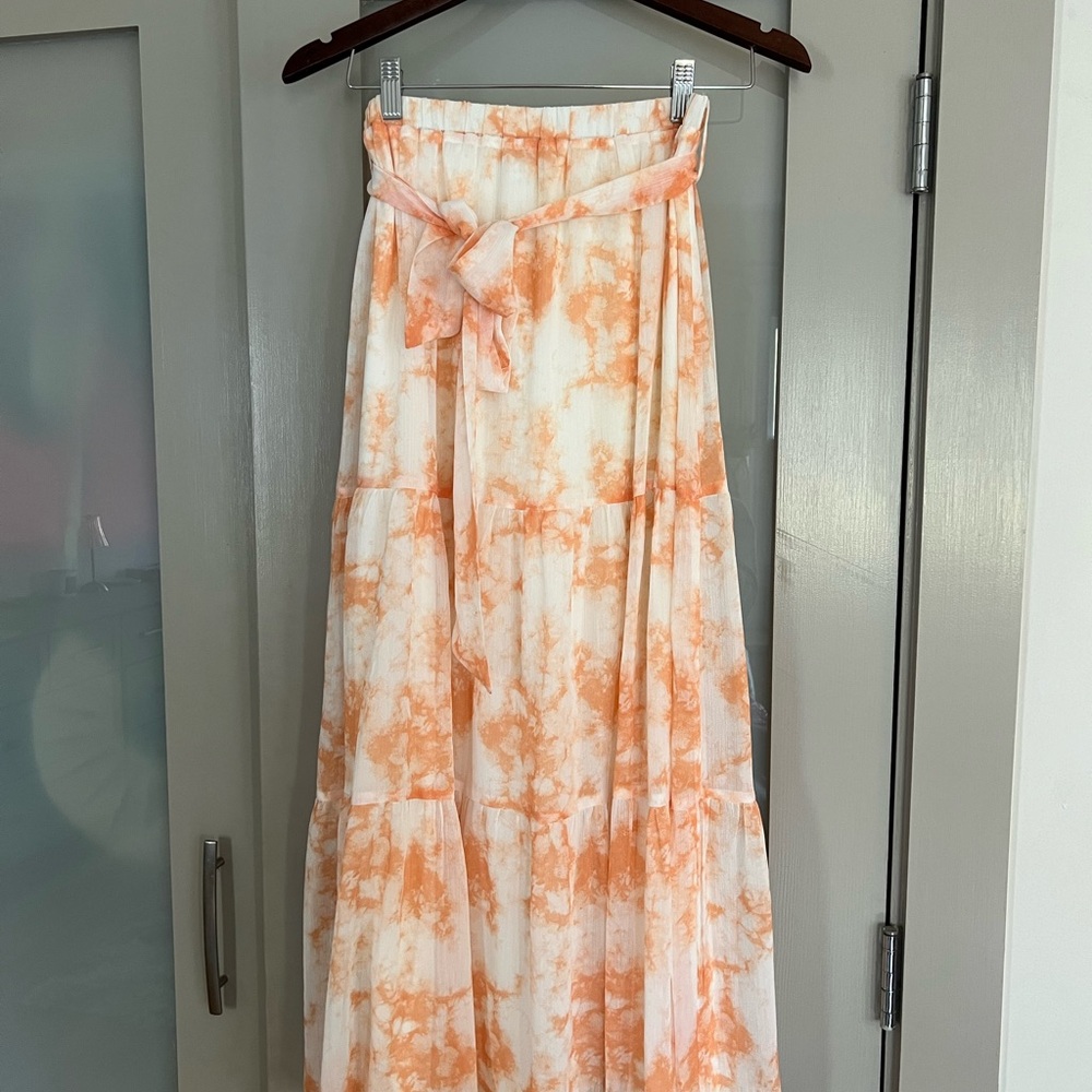 Orange Tie-Dye Maxi Skirt